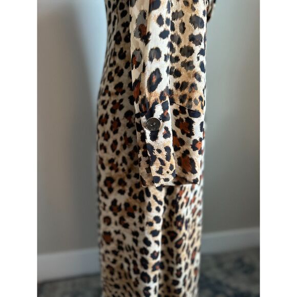 NWOT ZARA Faux Wrap Chiffon Animal Print Fully Lined Sheer Midi Dress Size S - Picture 7 of 9